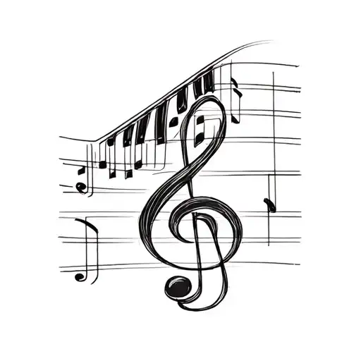 treble cleff and piano keys tattoo design idea