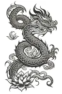 vietnamese dragon with lotus flower tattoo design idea