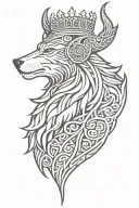 viking, wolf , crown tattoo design idea
