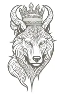 viking, wolf , crown tattoo design idea