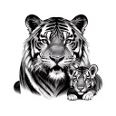Tiger And 2 Cubs tattoo design idea