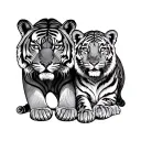 Tiger And 2 Cubs tattoo design idea