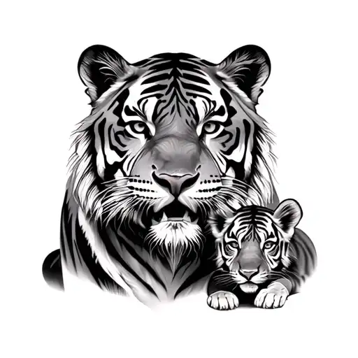 Tiger And 2 Cubs tattoo design idea