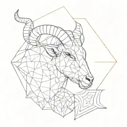 Aries in geometric shape, evidence, complicity, love, couple tattoo design idea