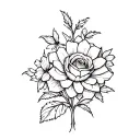 rose marigold daisy daffodil flowers intertwined tattoo design idea