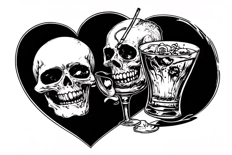 love death and alcohol tattoo design idea