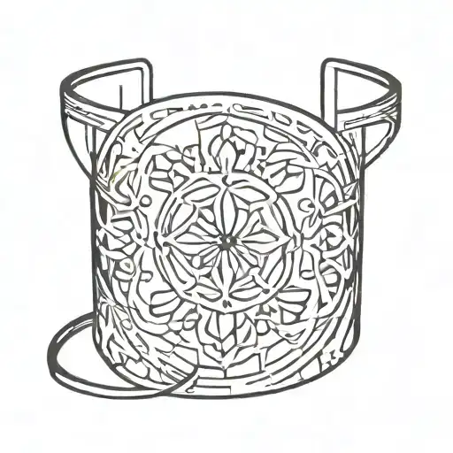 think line feminine arm cuff tattoo design idea