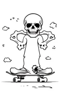 Longboard (skateboard) with a skull and crossbones on the bottom. one of the bones is broken. rolling down the street tattoo design idea