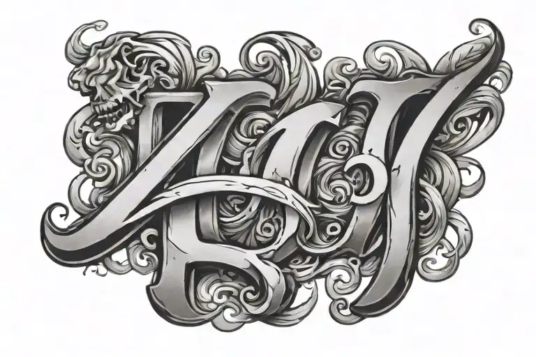 GB Letter simple tattoo on boy left chest or arm with black and grey shade  tattoo design idea