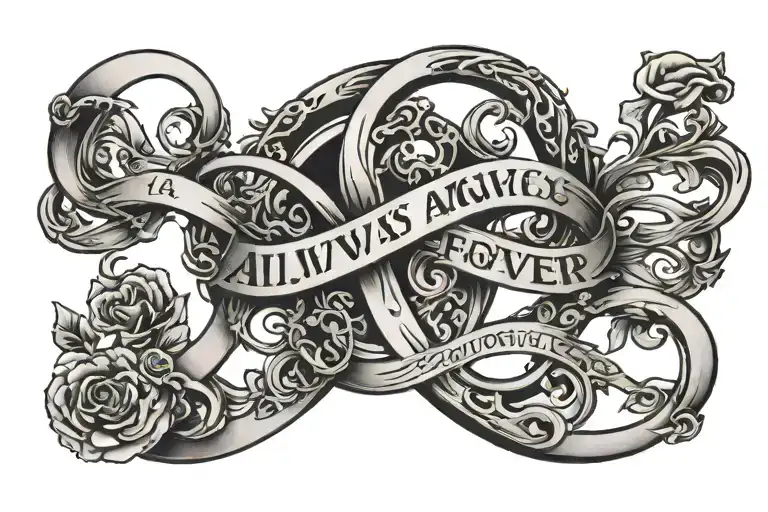 infinity sign that says "always and forever" tattoo design idea