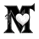 Initial M and T with heart tattoo design idea