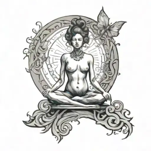 balance mind body and soul leaving the body tattoo design idea