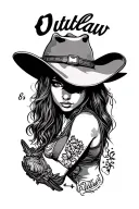 outlaw cowgirl bent over chevy truck  tattoo design idea