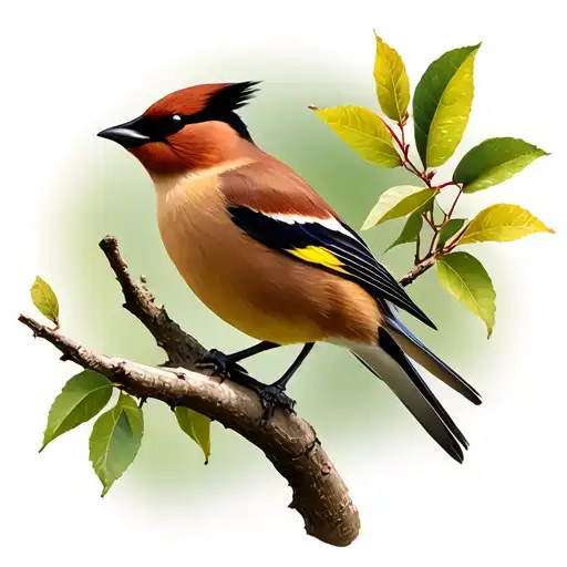 Cedar waxwing bird on a branch tattoo design idea