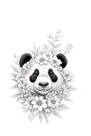 panda whos face is morphed into flowers growing tattoo design idea