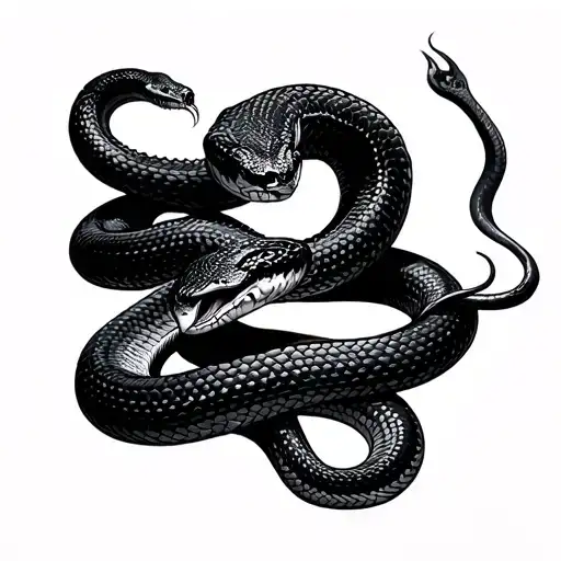 gray black snake slithering down right oblique sensual style tattoo design idea