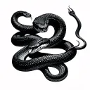 gray black snake slithering down right oblique sensual style tattoo design idea