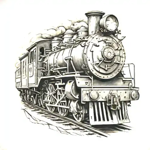 train, locomotive tattoo design idea