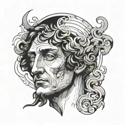 copernicus face with one half tattoo design idea