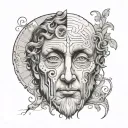 copernicus face with one half tattoo design idea