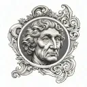 copernicus face with one half tattoo design idea