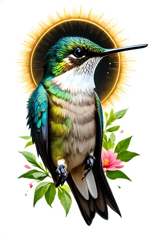 hummingbird with a halo  tattoo design idea