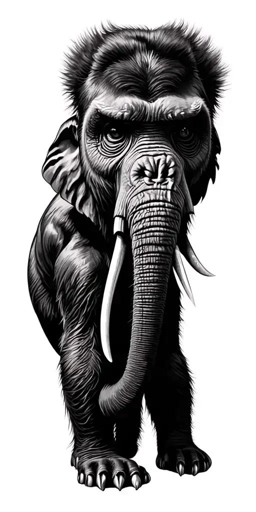 gorilla, elephant, owl tattoo design idea