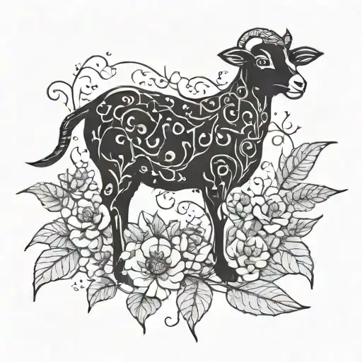 lamb and vine growing tattoo design idea