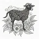 lamb and vine growing tattoo design idea