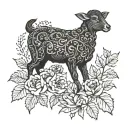 lamb and vine growing tattoo design idea