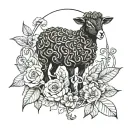 lamb and vine growing tattoo design idea
