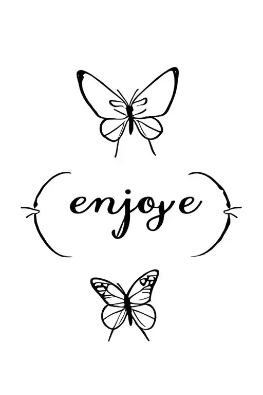 three butterflies with the word enjoy somewhere  tattoo design idea