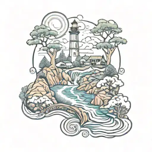 Santa Cruz California coast trail line tattoo design idea