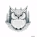 Owl and forest using geometric shapes with a quote tattoo design idea
