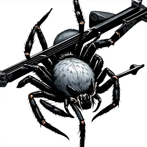 spider on a sagittarius crossbow tattoo design idea