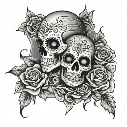 Day of the Dead with lit candles tattoo design idea