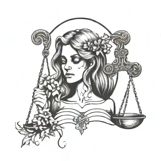 loss, death, depression, suicide, simple line drawing, women's design, missing children, death of a father, Libra, dark tattoo design idea