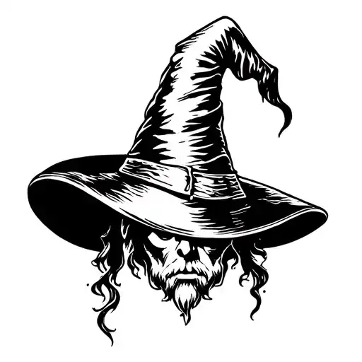 American traditional wizard hat tattoo design idea