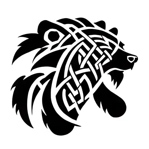 Footprint bear tribal norse viking only black knot tattoo design idea