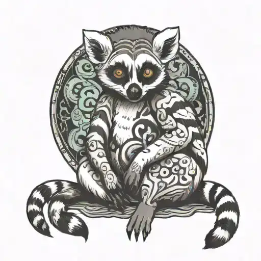 Lemur chilling tattoo design idea