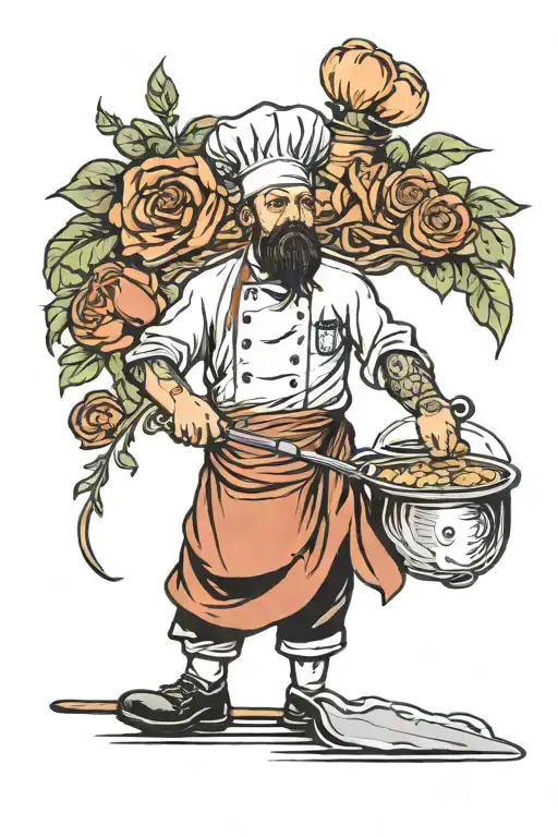 chef knive seroundet by ingridients tattoo design idea