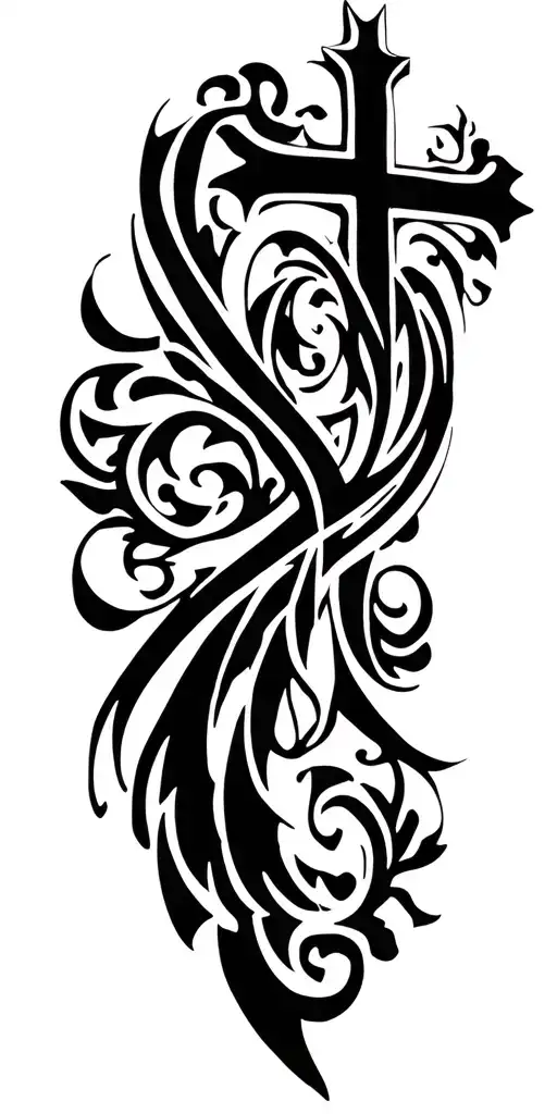 Cross with ornate filigree design tattoo design idea