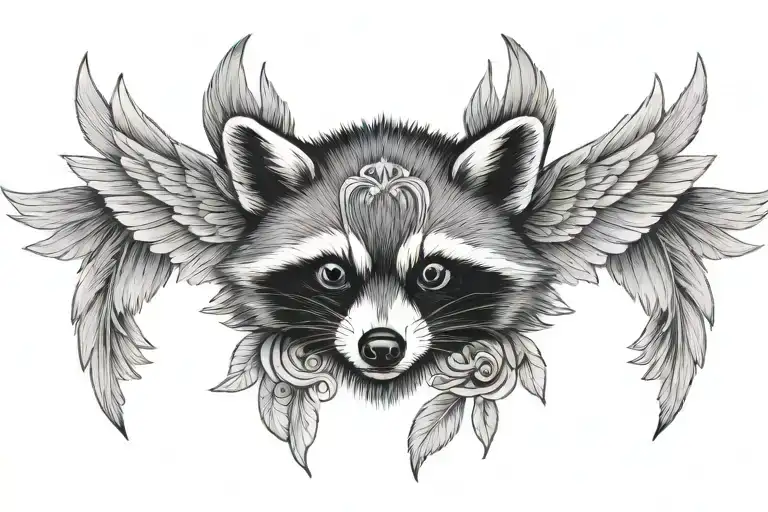 racoon wings tattoo design idea