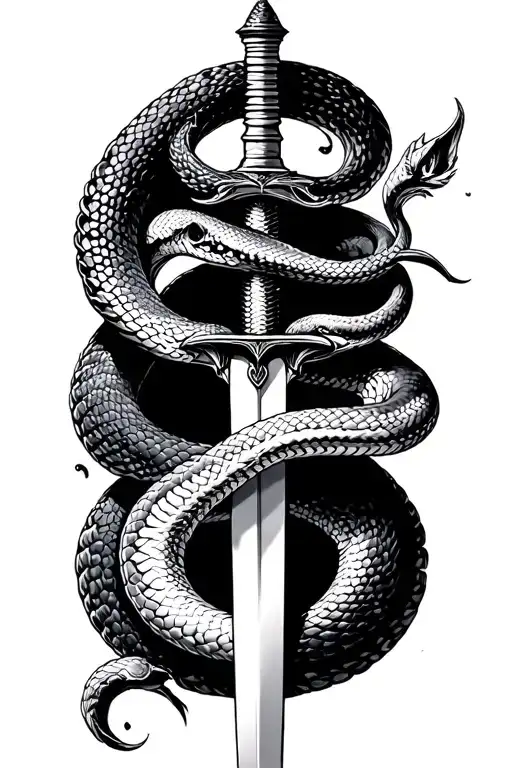 Crocus snake sword tattoo design idea