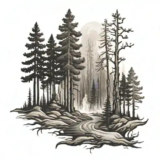 forest fire tattoo design idea