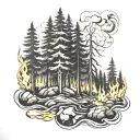 forest fire tattoo design idea