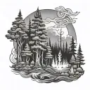 forest fire tattoo design idea