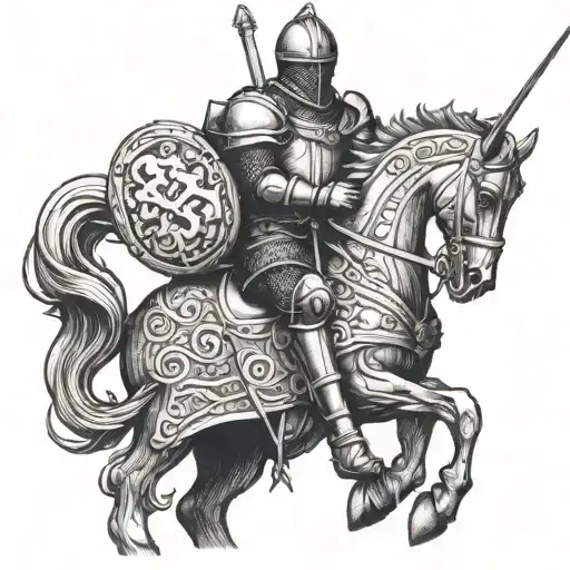 Saint George in knight armor  tattoo design idea