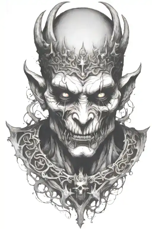 demon with crown tattoo design idea