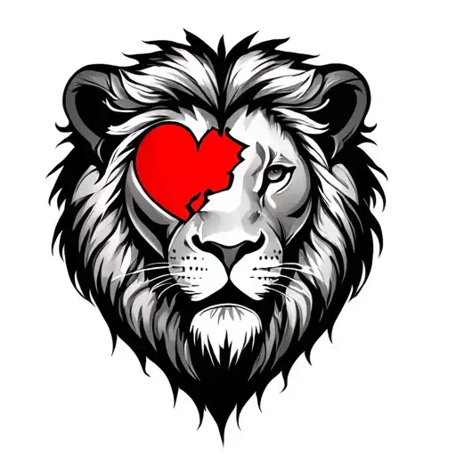 broken heart and a lion tattoo design idea